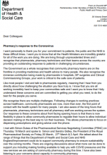 Coronavirus (COVID-19): letter to pharmacists from Jo Churchill